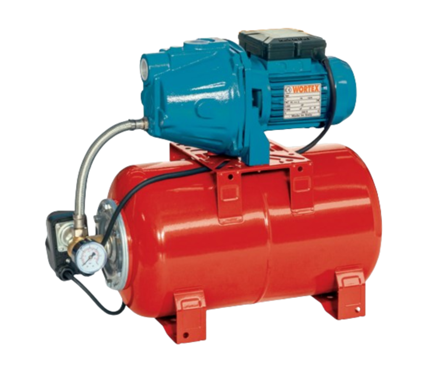 Wortex Hydrofoor + zelf aanzuigende schoonwaterpomp, drukverhogingspomp, hydrofoorpomp type COMBI JET